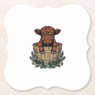 Highland-Kälberhemd Vintage-Daisy-Eimer-Kunst Untersetzer