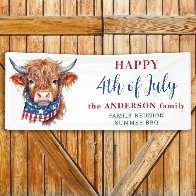 Highland Kuh 4. Juli Red White Blue Patriotic Banner (Von Creator hochgeladen)