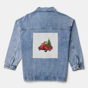 Highland-Kuh auf dem Bauernhof des LKW-Farmers Wei Jeansjacke