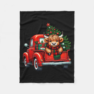 Highland-Kuh auf LKW Bauernhof Landwirt Weihnachts Fleecedecke