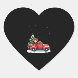 Highland-Kuh auf LKW-Bauernhof-Landwirt-Weihnachts Herz-Aufkleber