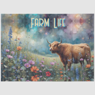 Highland-Kuh Bunte Wiese *personalisiert* Seidenpapier
