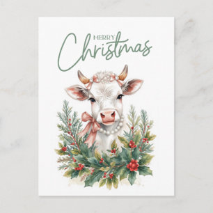 Highland-Kuh-Coquette-Weihnachten  Feiertagspostkarte