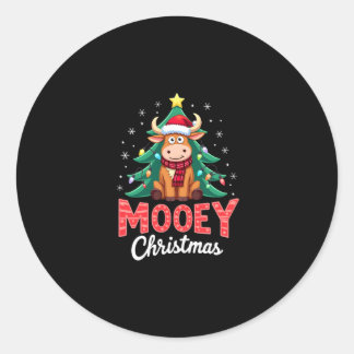 Highland-Kuh Färse Weihnachtsmannmütze Mooey Weihn Runder Aufkleber
