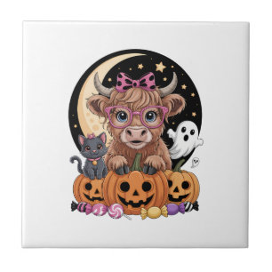 Highland-Kuh Halloween Gruselige Jahreszeit Fliese