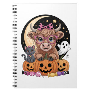 Highland-Kuh Halloween Gruselige Jahreszeit Notizblock