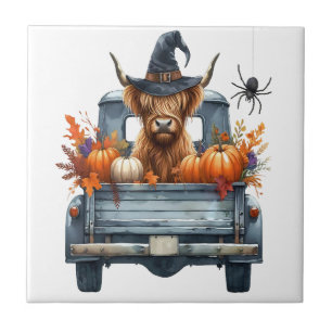 Highland-Kuh Halloween Herbst Fliese