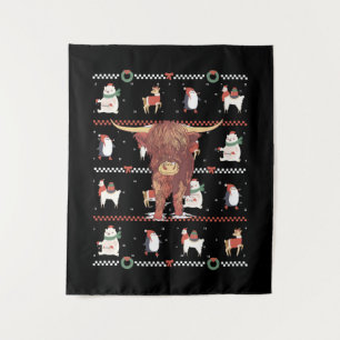 Highland-Kuh hässliches Weihnachten Wandteppich