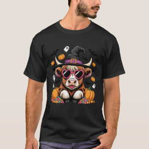 Highland-Kuh Hexenhut Halloween Süßigkeiten Geiste T-Shirt
