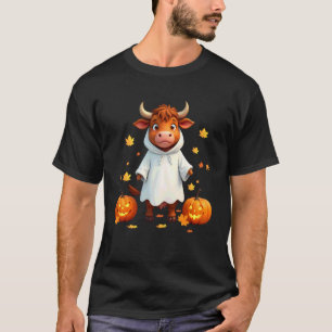 Highland-Kuh in Geisterkostüm Frohes Halloween Kos T-Shirt