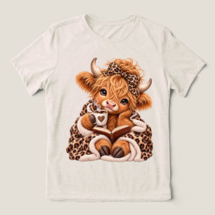Highland-Kuh Kuschel-Herbst-Kaffeeliebhaber-Leopar Tri-Blend Shirt
