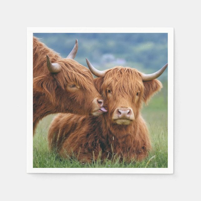 Highland-Kuh-Kuss Serviette (Vorderseite)