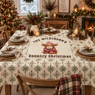 Highland-Kuh-Land-Weihnachten-Schneeflocke Tischdecke