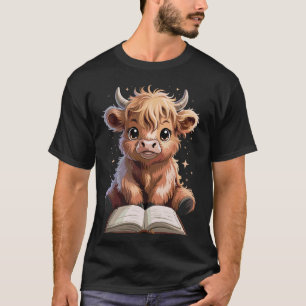 Highland-Kuh Lesebuch Bücherwurm T-Shirt