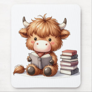 Highland-Kuh liest Bücher Mousepad