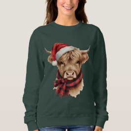 Highland-Kuh mit Weihnachtsmannmütze Sweatshirt