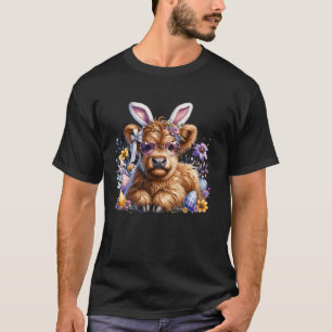 Highland-Kuh-Osterhase-Muh-Blumen-Ostereiersuche-K T-Shirt