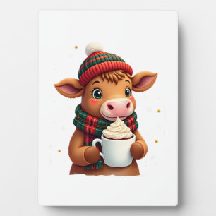 Highland-Kuh-Pinselstrich-Weihnachts-T-Shirt (4) Fotoplatte