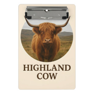 Highland-Kuh-Porträtposter mit "Highland-Kuh" Mini Klemmbrett