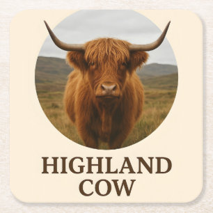 Highland-Kuh-Porträtposter mit "Highland-Kuh"  Rechteckiger Pappuntersetzer