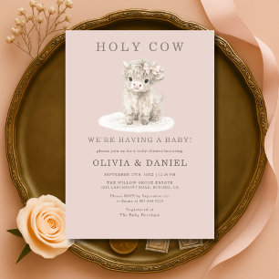 Highland-Kuh rosa Schleife Mädchen Baby Shower Einladung