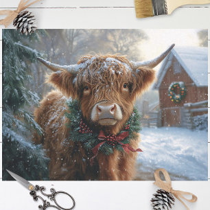 Highland-Kuh Rustikale Scheunen-Weihnachts-Dekupag Seidenpapier