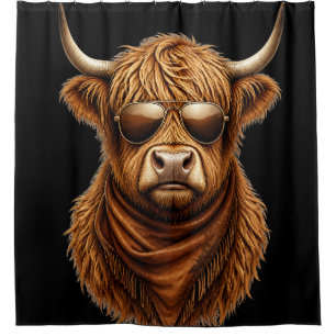 Highland-Kuh Rustikales Bauernhoftier T-Shirt Duschvorhang