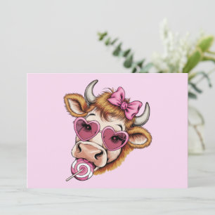 Highland-Kuh Valentine Coquette Valentinstag  Einladung
