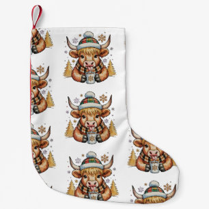 Highland-Kuh-Weihnachten Fluffig Gemütlich Süß Gol Kleiner Weihnachtsstrumpf
