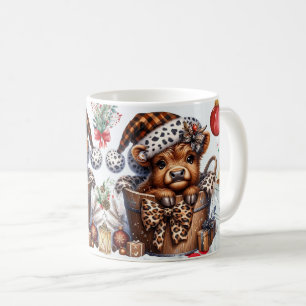 Highland-Kuh-Weihnachten, gemütliches Winterfest Kaffeetasse