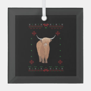Highland-Kuh-Weihnachten Ornament Aus Glas