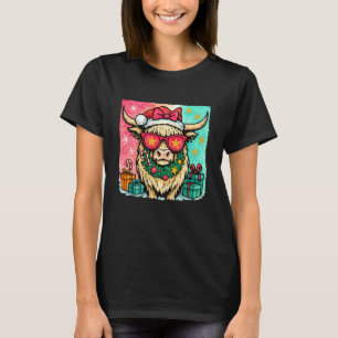 Highland-Kuh-Weihnachten Xmas Mistelzweig Weihnach T-Shirt