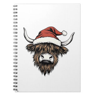 Highland-Kuh Weihnachten Xmas Santa Wollig Farm Notizblock