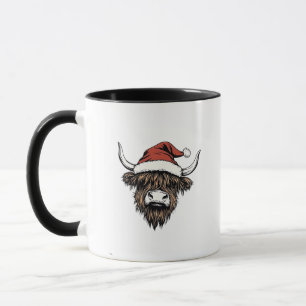 Highland-Kuh Weihnachten Xmas Santa Wollig Farm Tasse