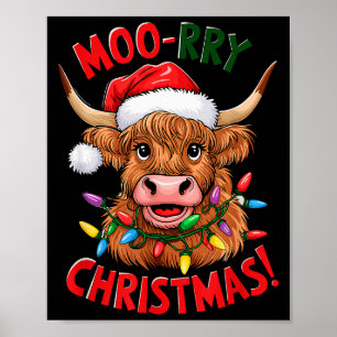Highland-Kuh-Weihnachts-Pyjama Moo Rry Kuhliebhabe Poster