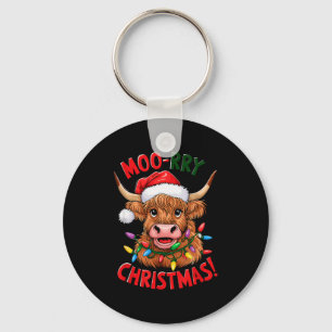 Highland-Kuh-Weihnachts-Pyjama Moo Rry Kuhliebhabe Schlüsselanhänger