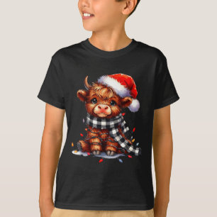 Highland-Kuh Weihnachts-Santa-Hut Mooey Xmas Färse T-Shirt