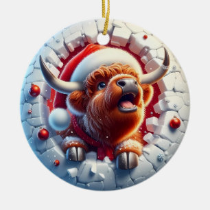 Highland-Kuh-Weihnachtsbaumschmuck Keramik Ornament