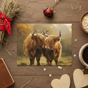 Highland Kühe in Liebe Postkarte