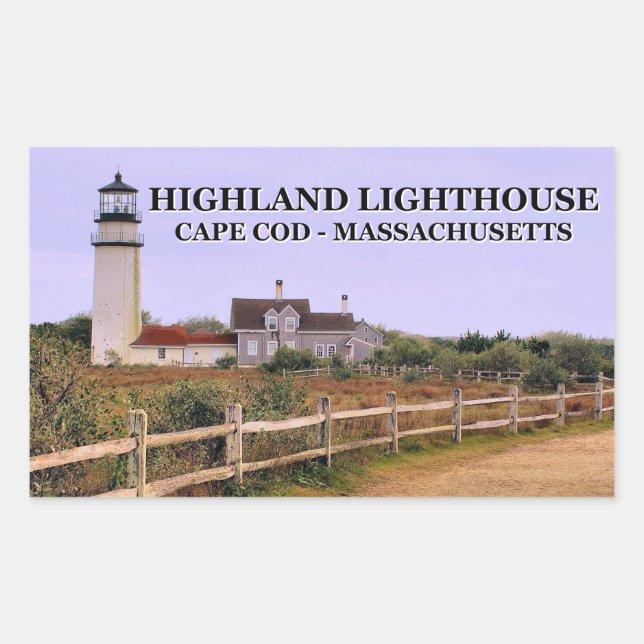 Highland Lighthouse, Cape Cod, Massachusetts Rechteckiger Aufkleber (Vorderseite)