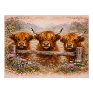 Highland-Rind - Aquarell-Tiere Poster