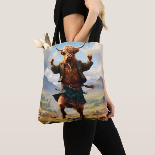 Highland-Rind beim Highland Fling Tanz, Tasche