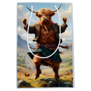 Highland-Rind beim Highland Fling tanzen, Mittlere Geschenktüte