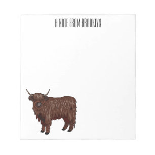Highland-Rind Cartoon-Illustration Notizblock
