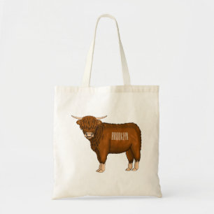 Highland-Rind-Cartoon-Illustration Tragetasche