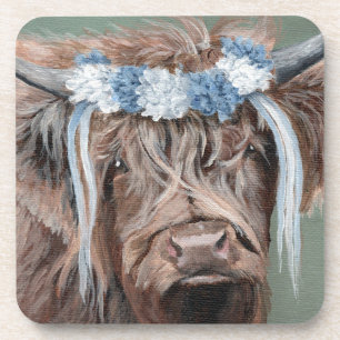 Highland-Rind mit blau-weißer Krone Getränkeuntersetzer