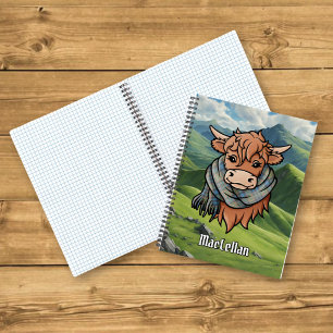 Highland-Rind mit MacLellan Ancient Tartan-Schal Notizbuch