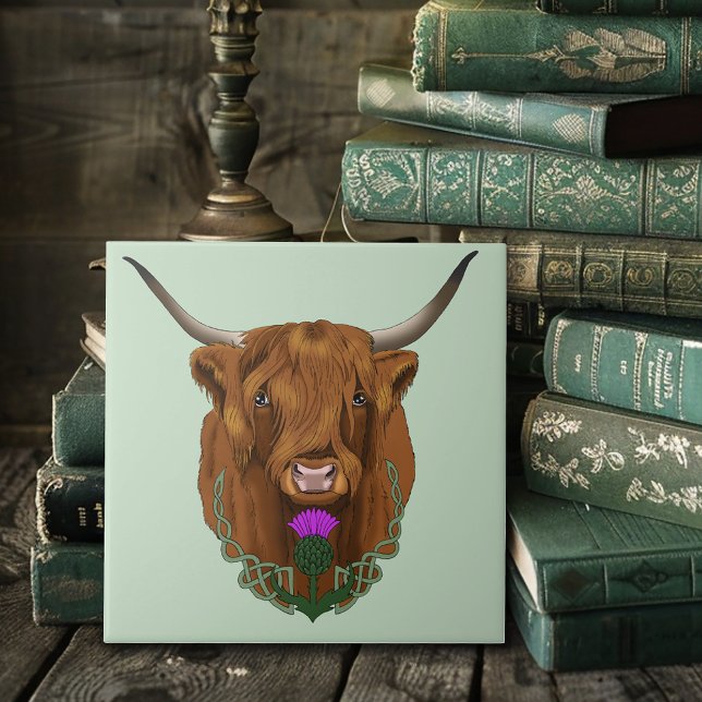 Highland Scottish Cow Lila Celtic Knot Work Fliese (Von Creator hochgeladen)