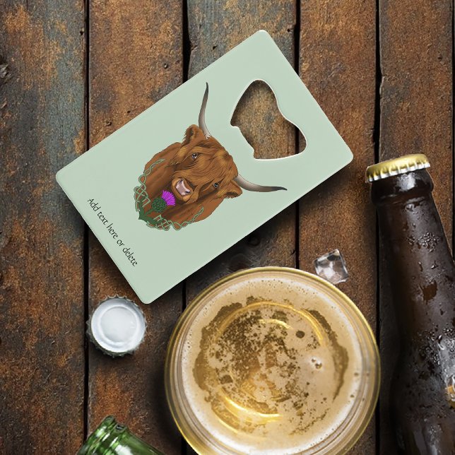 Highland Scottish Cow Lila Celtic Knot Work Geldbeutel Flaschenöffner (Von Creator hochgeladen)