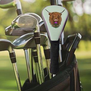 Highland Scottish Cow Lila Celtic Knot Work Golf Headcover